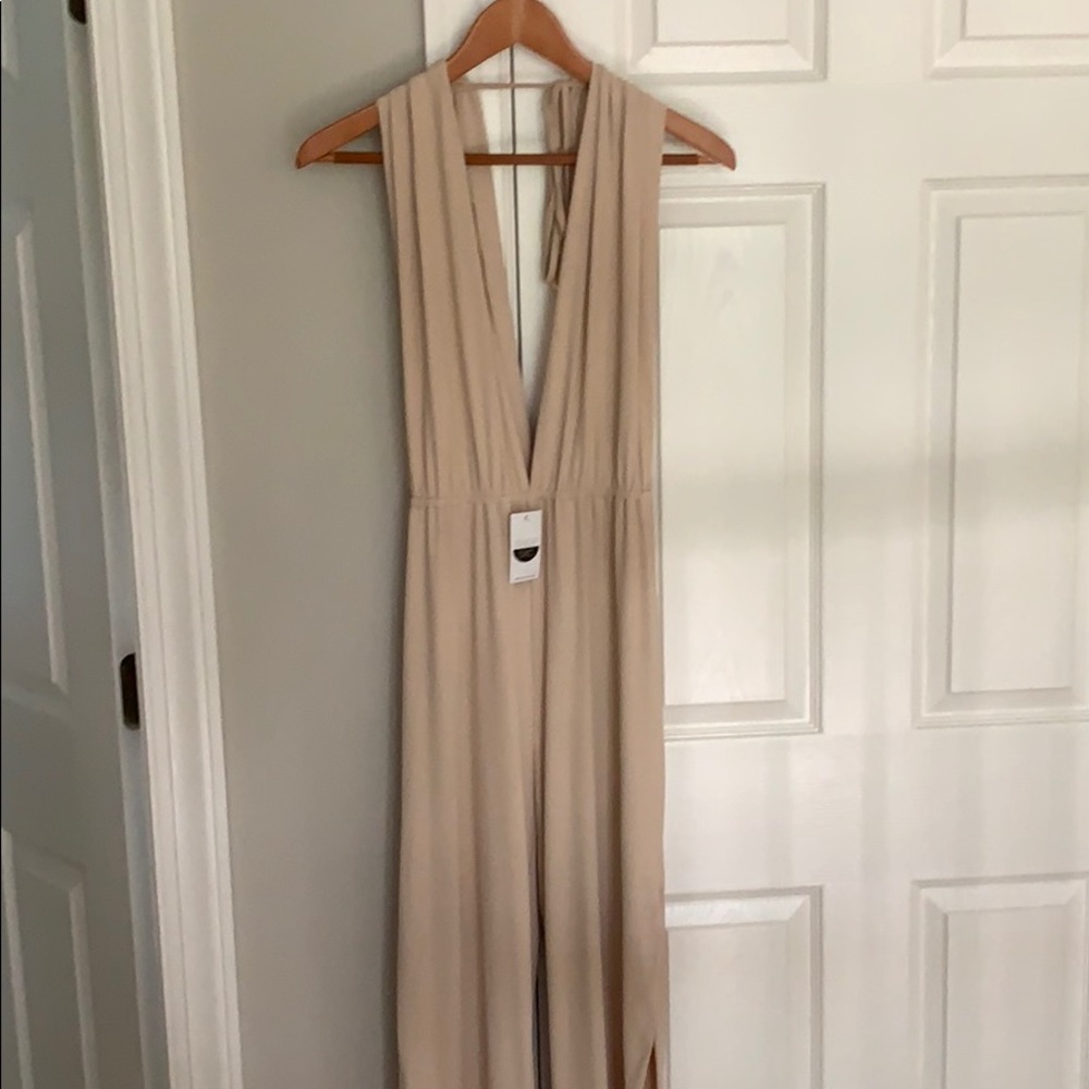 beige jumpsuit